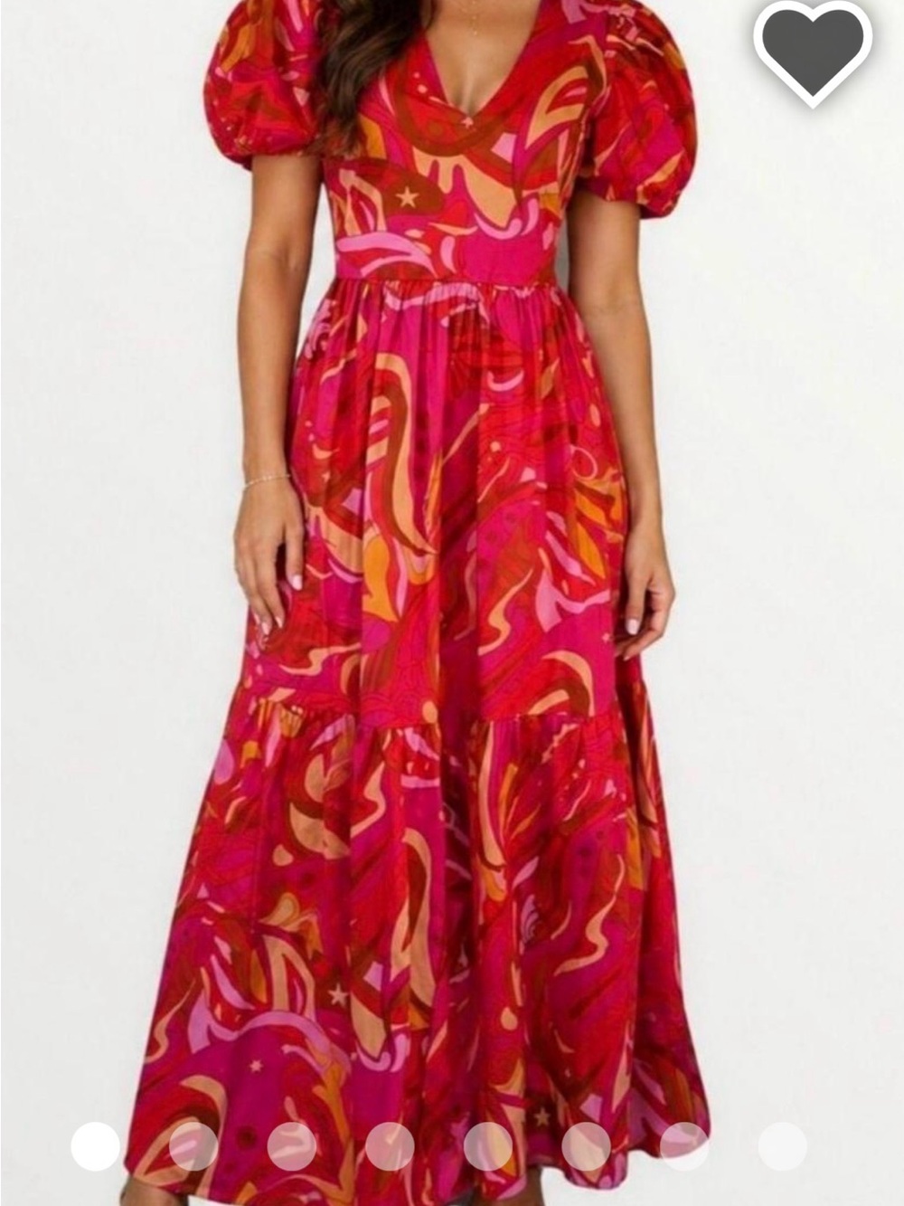 1 State Women's Maxi Dress with Puff Sleeves Cut Out Back
